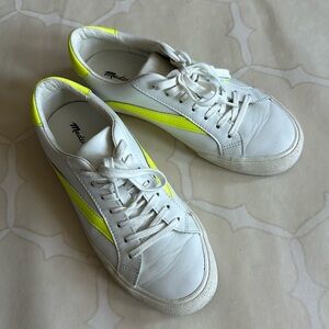 Madewell MWL Sidewalk Leather Neon Yellow/Green Sneakers size 7.5
